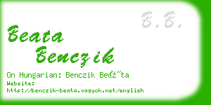 beata benczik business card